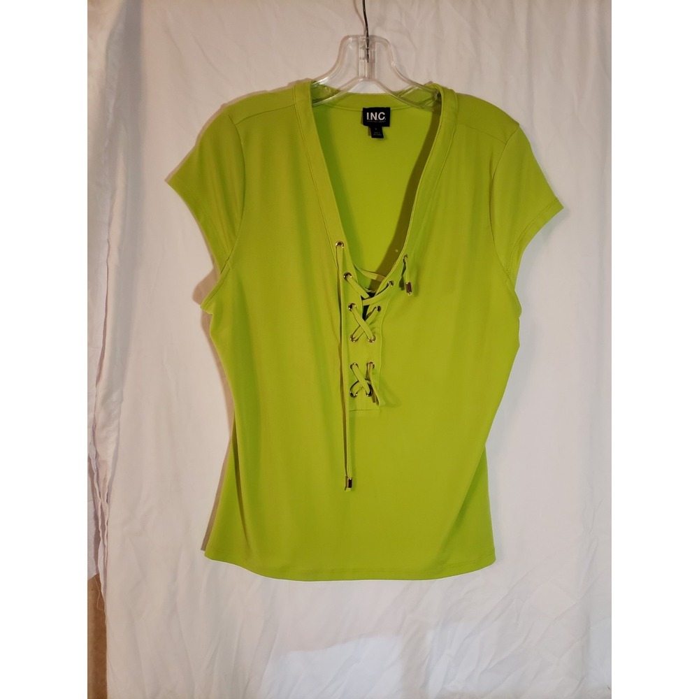 Women's International Concepts Lime Green Short Sleeve Top Size L (1923)